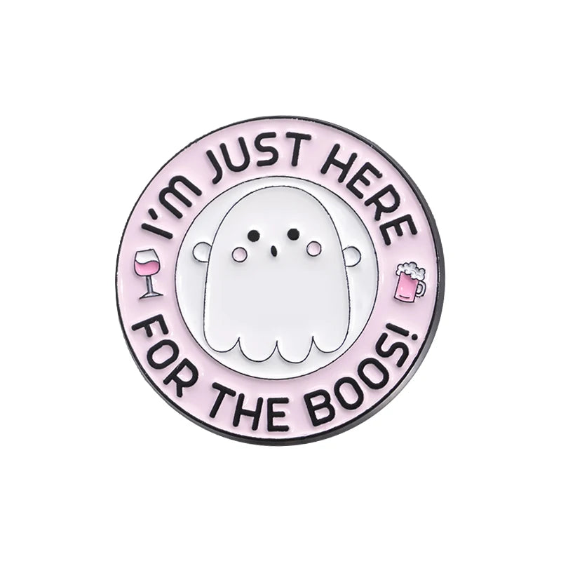 Halloween Ghost & Pumpkin Enamel Pin – Spooky Tarot Brooch Lapel Badge
