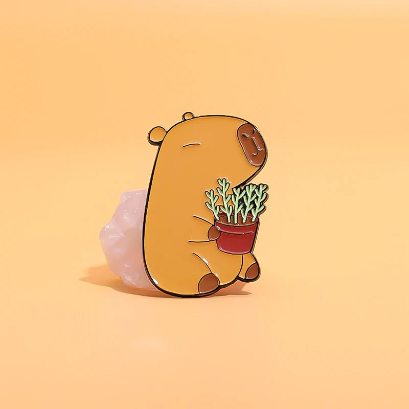 Capybara Love Enamel Pin – Cute Couple Brooch