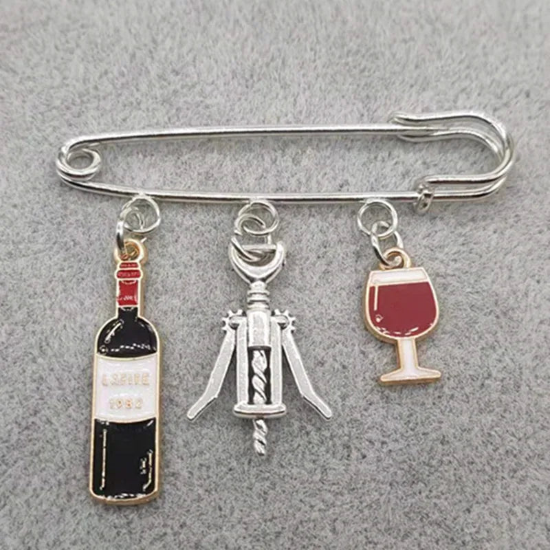 Wine Lover’s Enamel Pin – Adorable Bottle & Glass Pair Brooch Gift