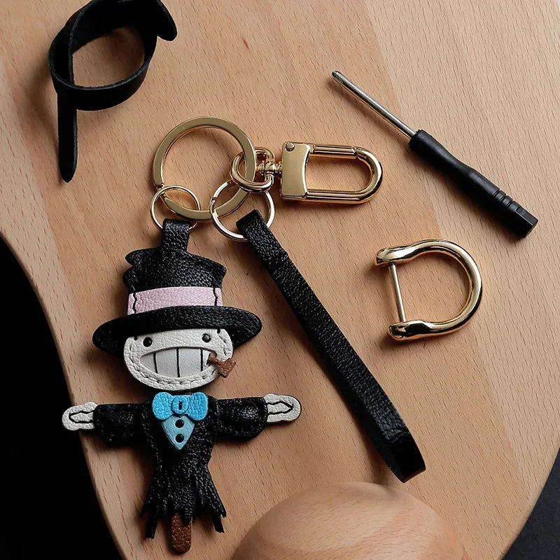 Exquisite Leather Bag Charm – Scarecrow Design