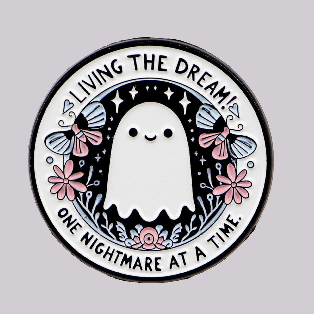 Cartoon Ghost Enamel Pin – Cute Halloween Brooch