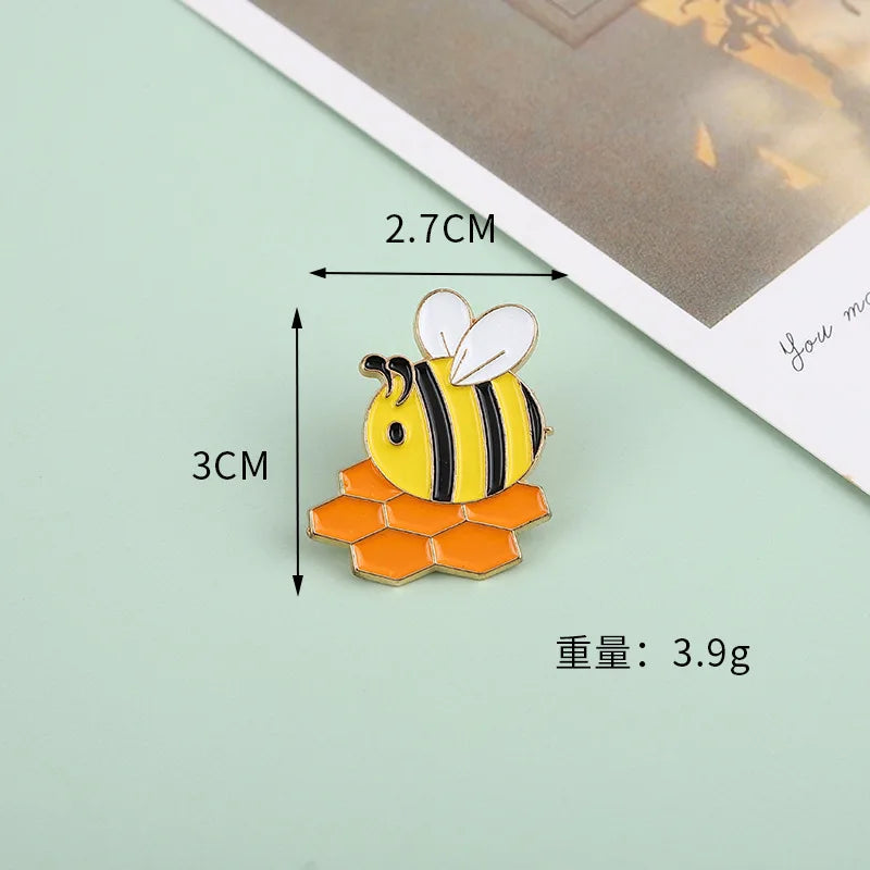 Cute Bee & Honey Pot Brooch – Cartoon Alloy Pin Badge