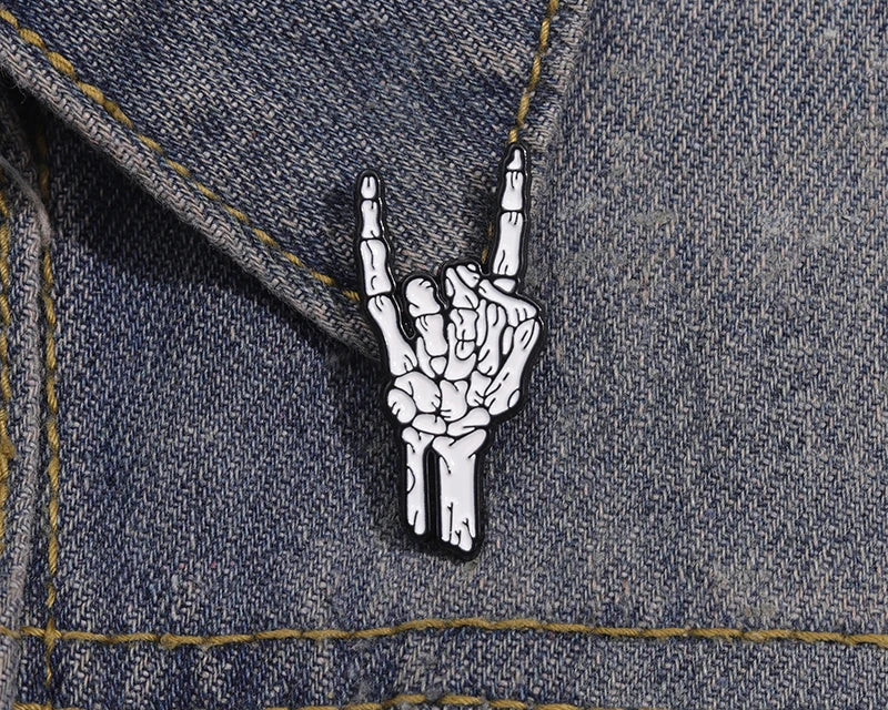 Skeleton Hand Enamel Pin – Punk Rock Brooch