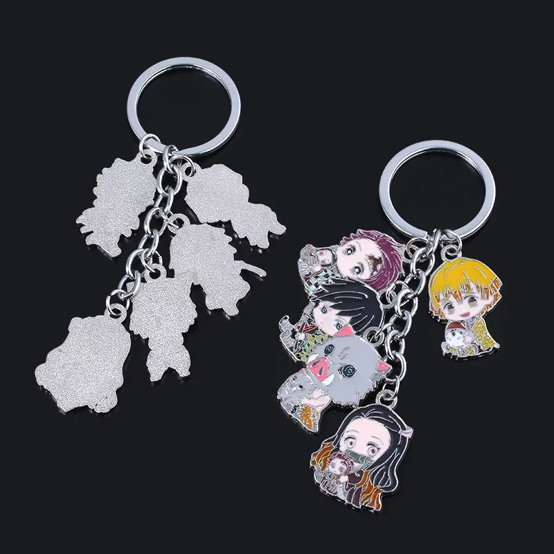 Demon Slayer Metal Keychain – Kimetsu no Yaiba Tanjirou, Nezuko & Zenitsu Pendant