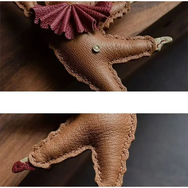 Handmade Leather Teddy Dog Bag Charm