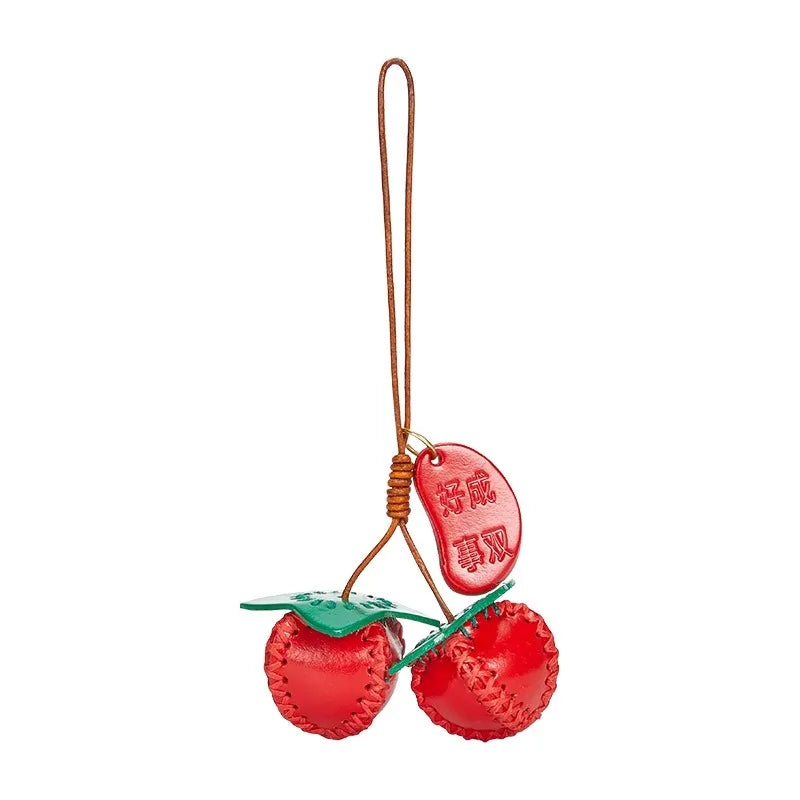 Persimmon Leather Bag Charm – Elegant Fashion Accent