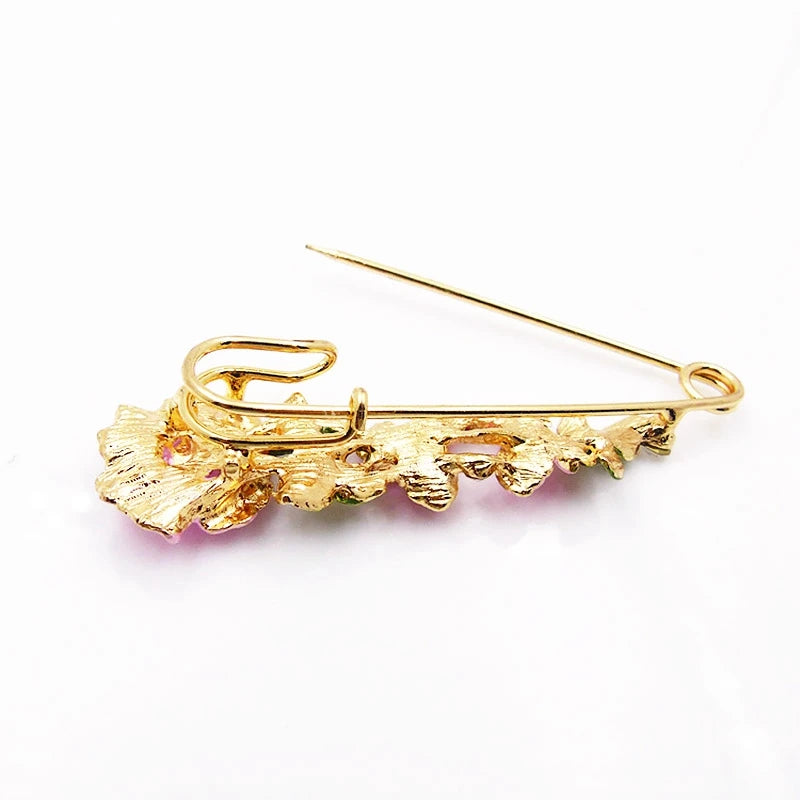 Elegant Rhinestone Flower Brooch – Enamel Lapel Pin for Women