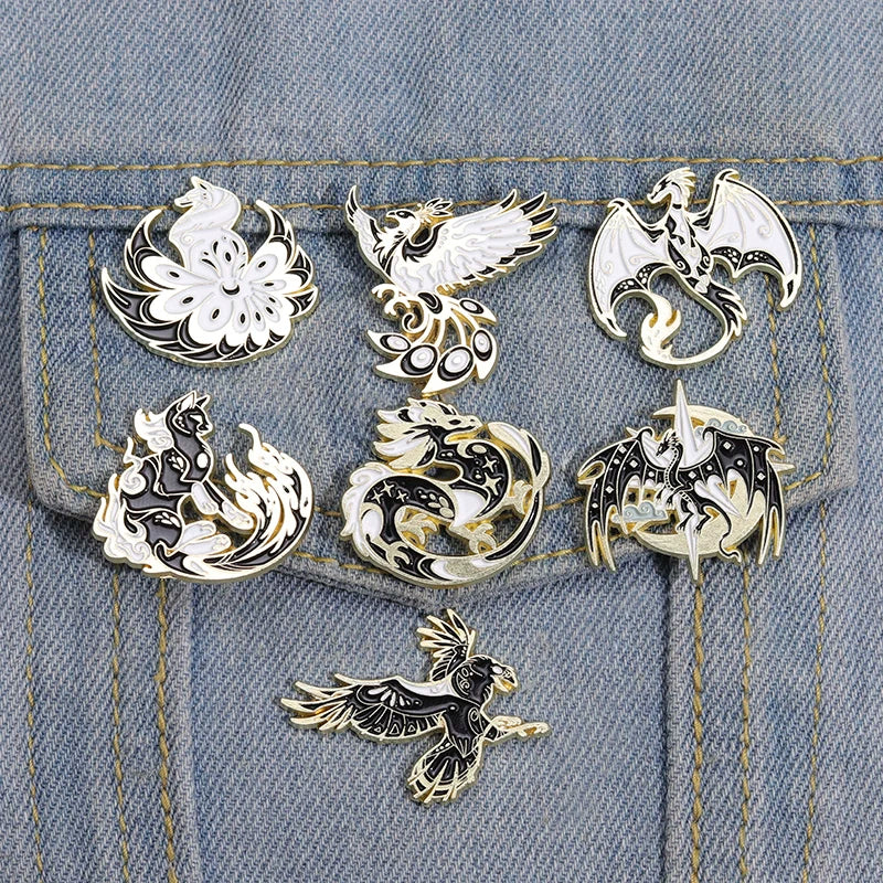 Animal Enamel Pin – Eagle, Dragon & Bird Brooch Badge