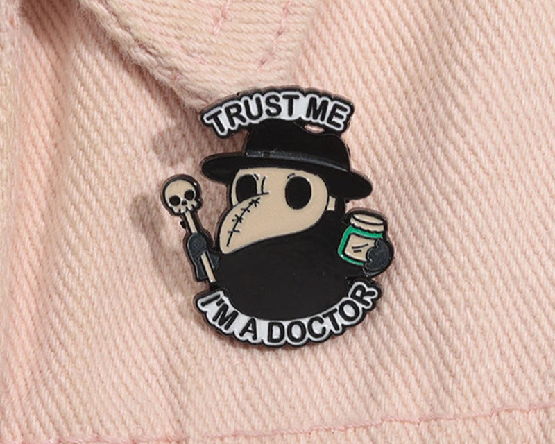 Plague Doctor Enamel Pin – Gothic Punk Brooch