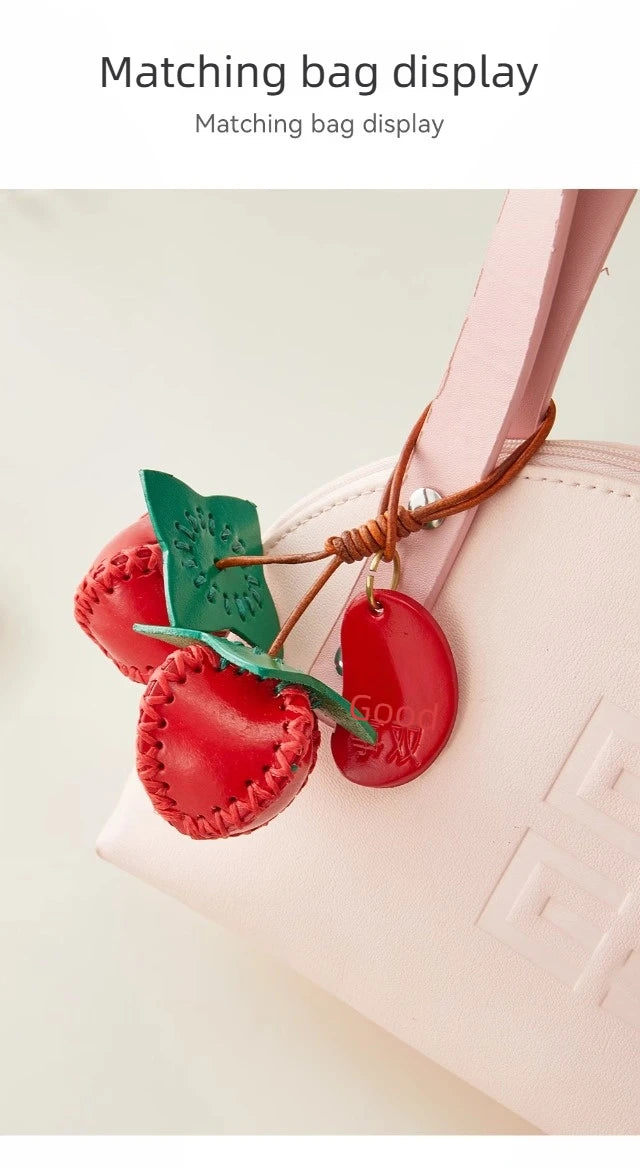 Persimmon Leather Bag Charm – Elegant Fashion Accent