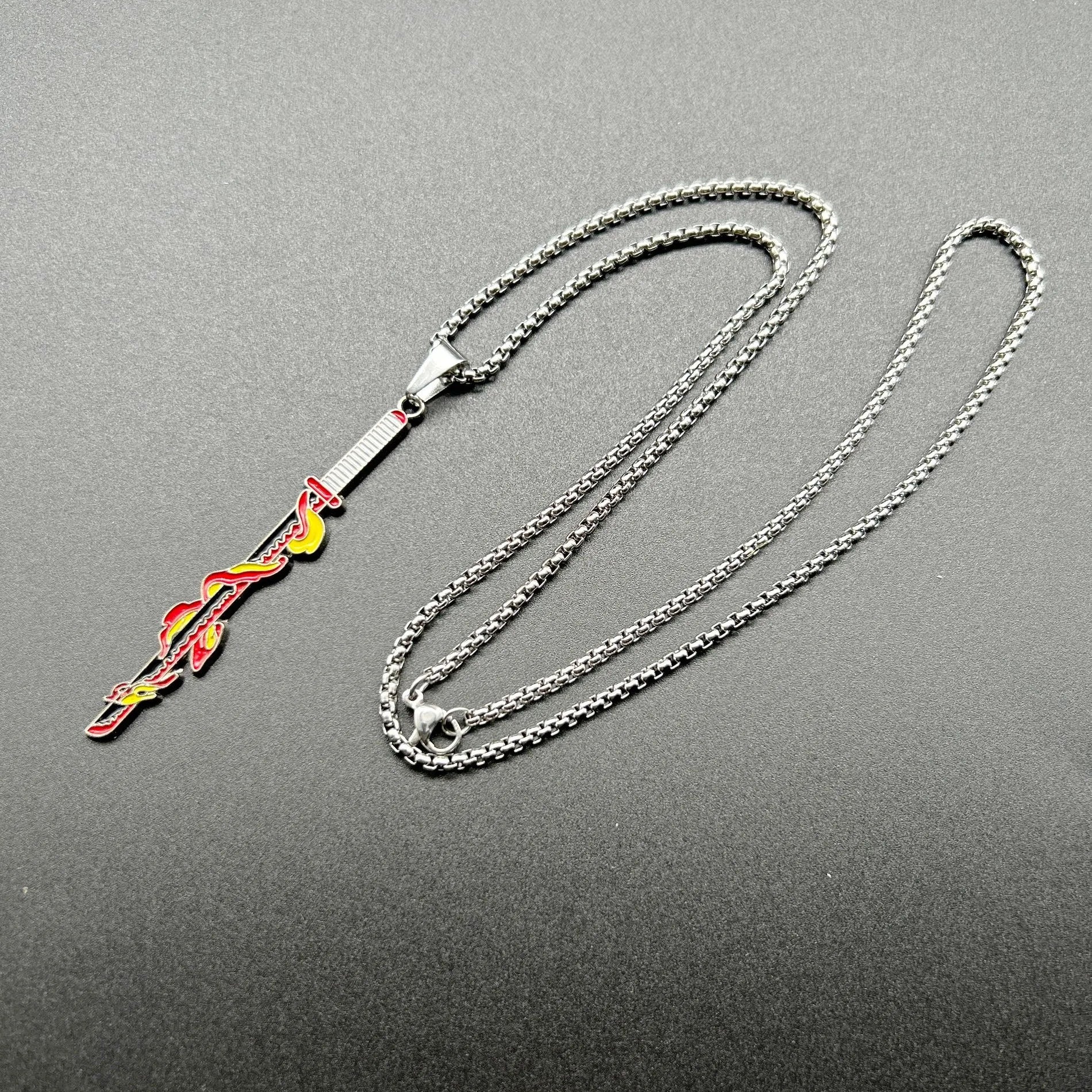 Demon Slayer Necklace – Kimetsu no Yaiba Enamel Pendant Choker Cosplay Jewelry