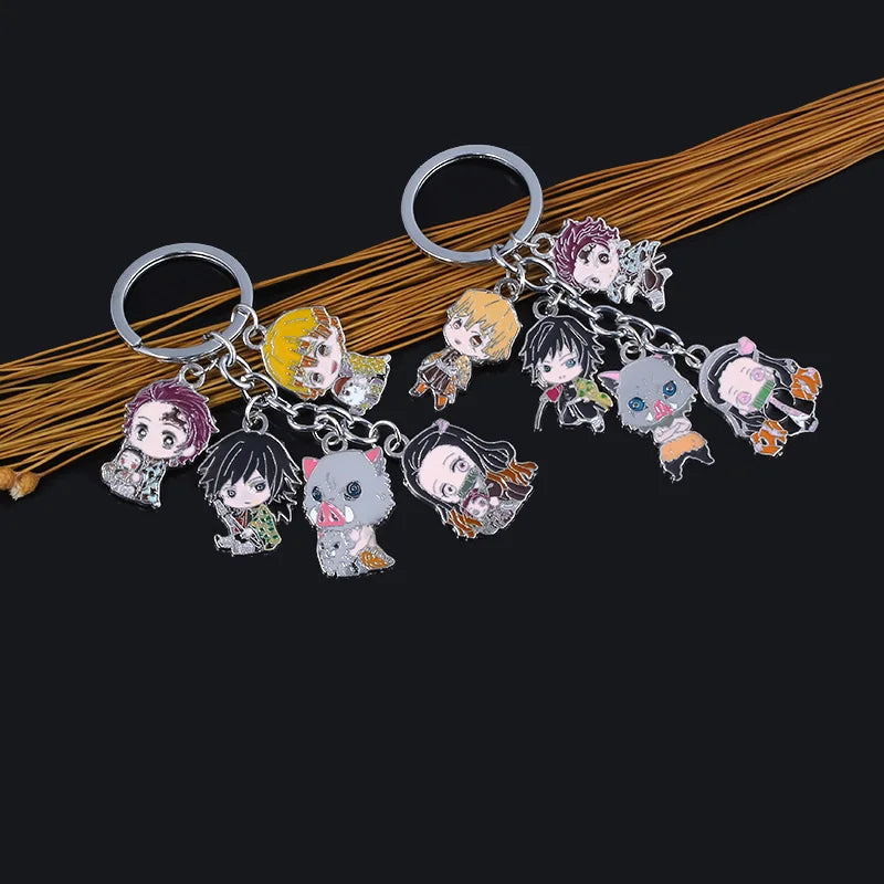 Demon Slayer Metal Keychain – Kimetsu no Yaiba Tanjirou, Nezuko & Zenitsu Pendant