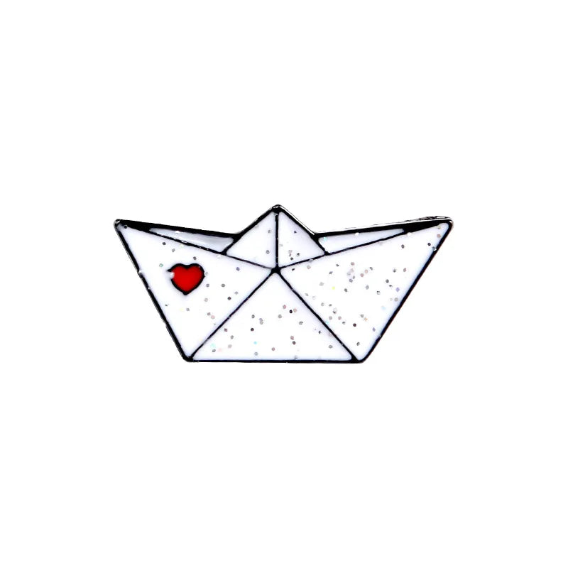 Love Paper Plane Brooch – Cute Boat Enamel Pin Gift