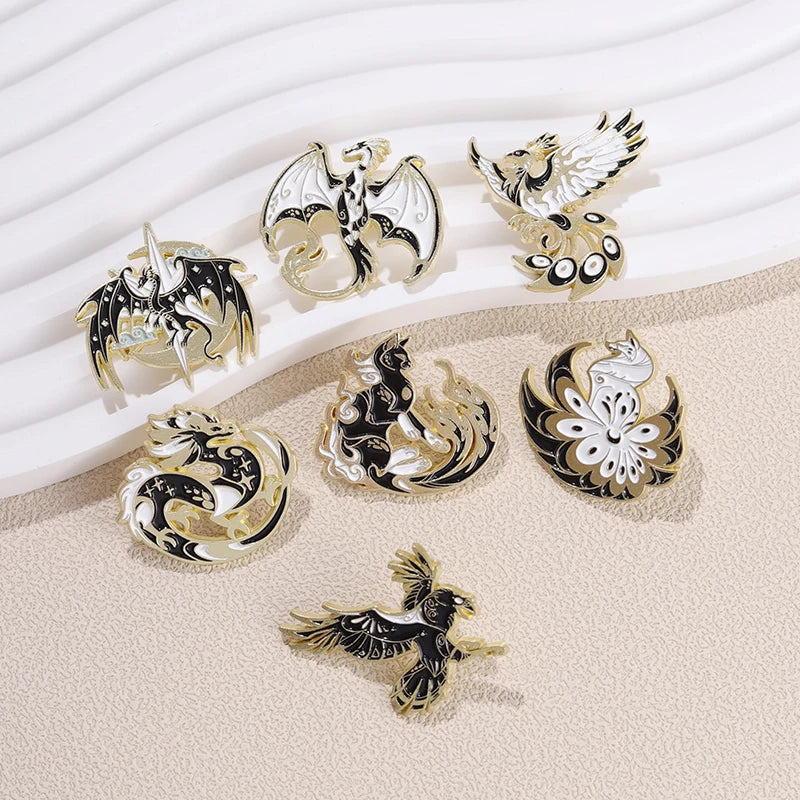 Animal Enamel Pin – Eagle, Dragon & Bird Brooch Badge