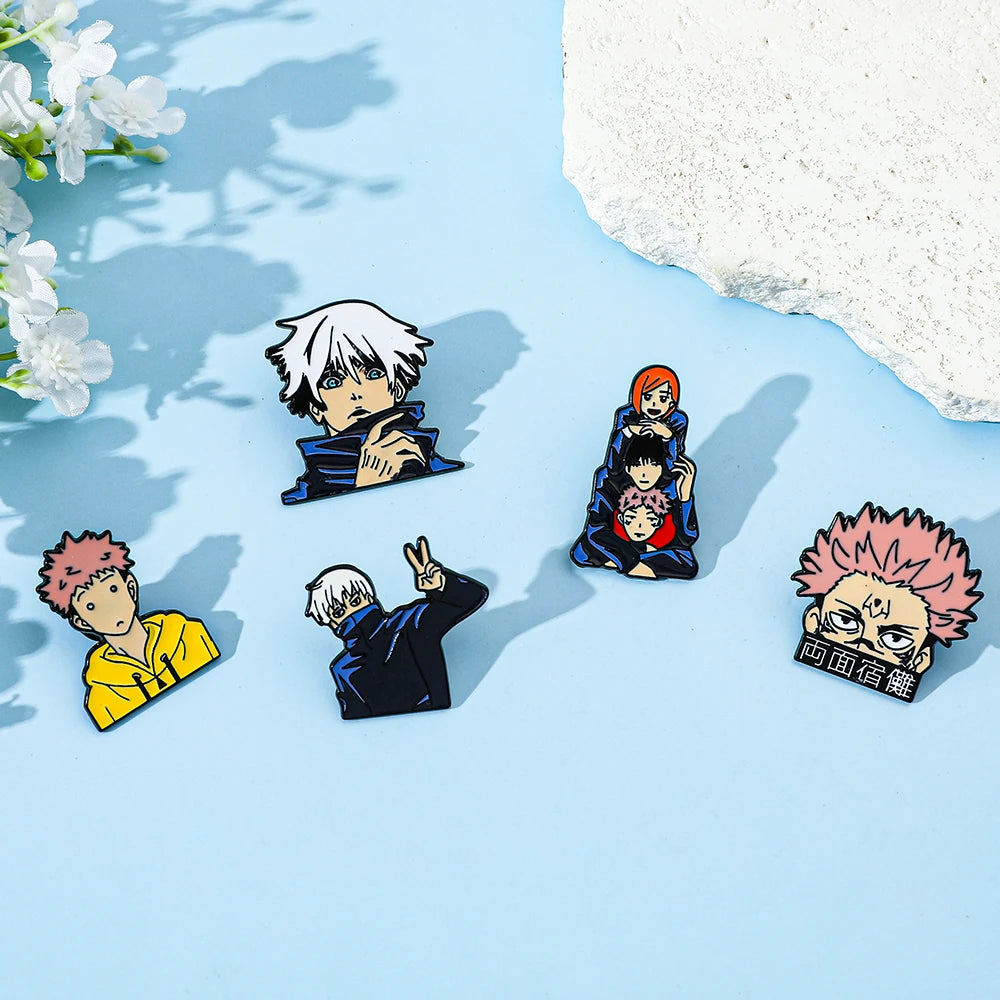 Itadori Yuji Enamel Pin Set – 5pcs Funny Anime Brooch Collection