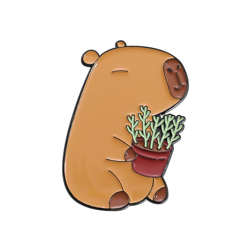 Capybara Love Enamel Pin – Cute Couple Brooch