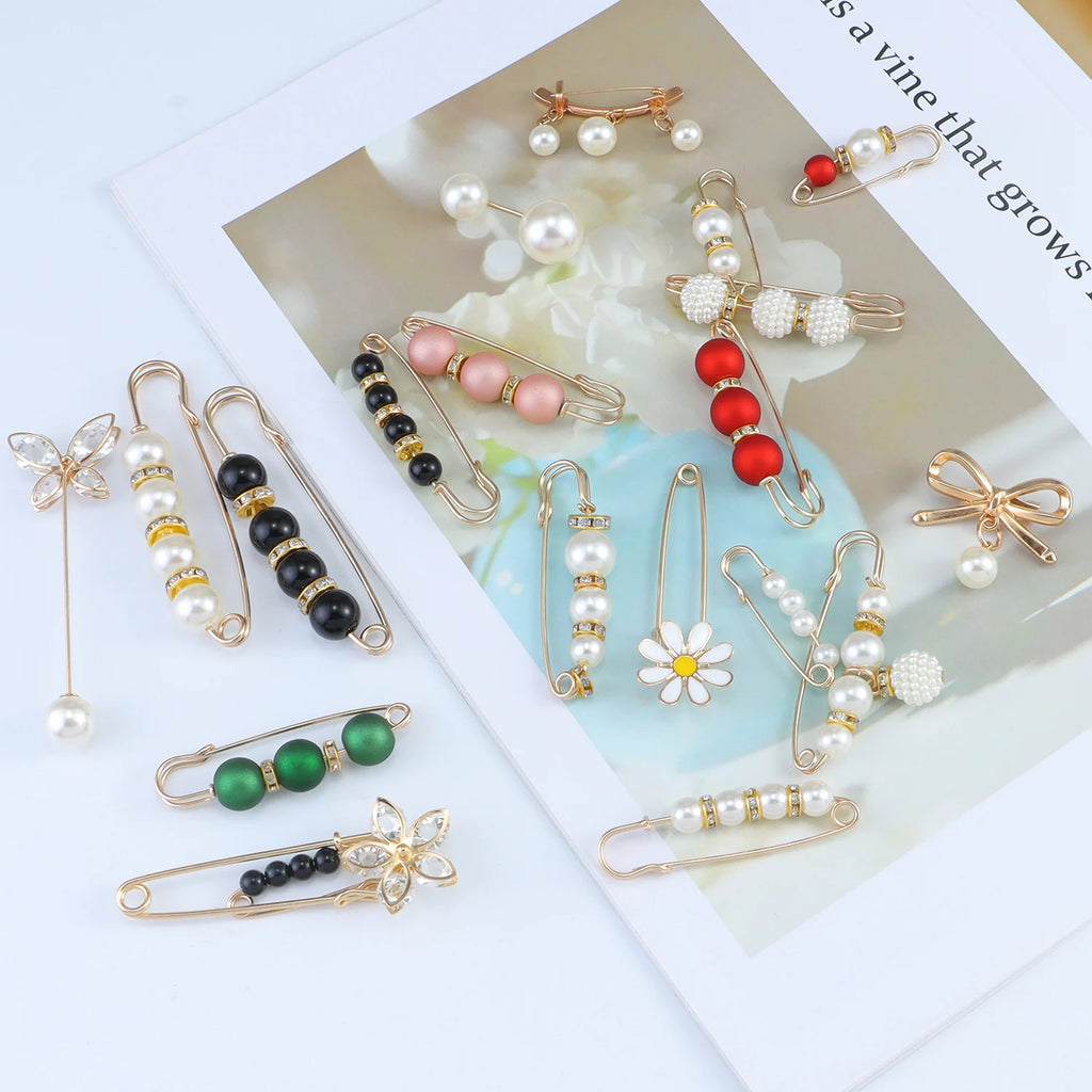 Kpop Gold Brooch Set – Fashion Safety Pins for Women