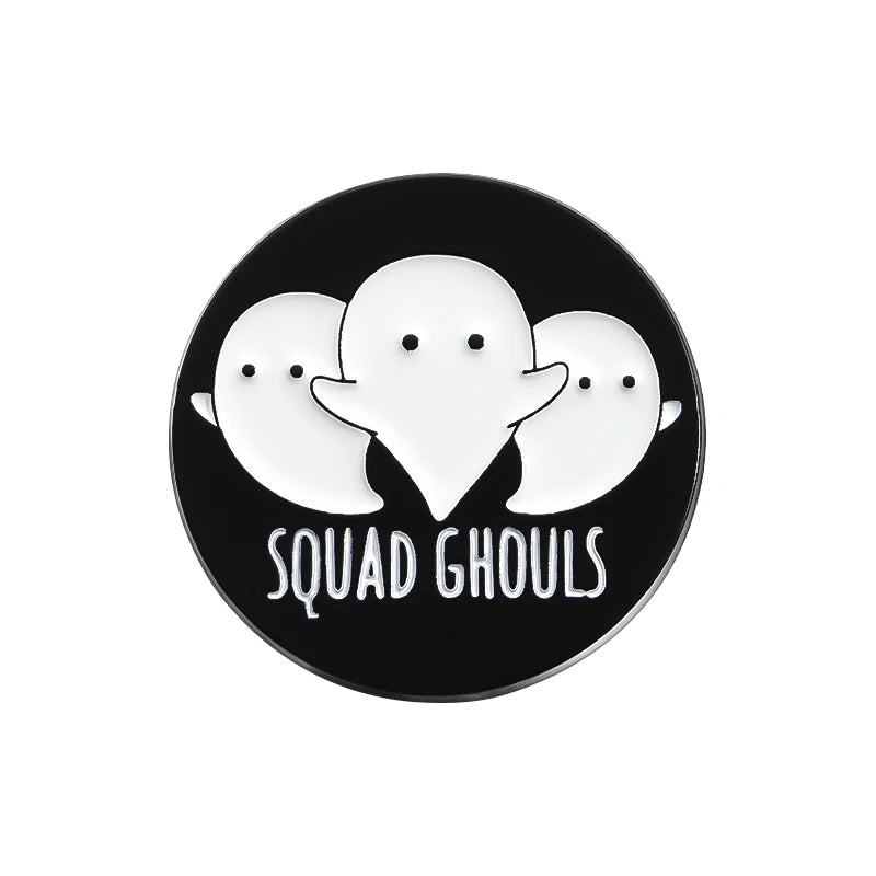 Halloween Ghost & Pumpkin Enamel Pin – Spooky Tarot Brooch Lapel Badge