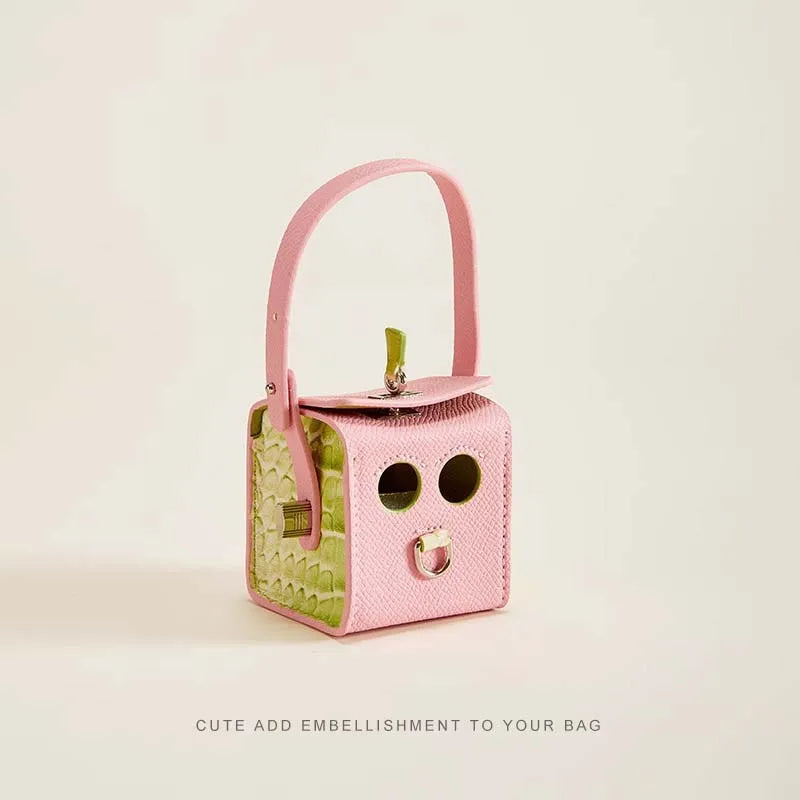 Leather Robot Bag Charm – Cute Mini Keychain & Earphone Case