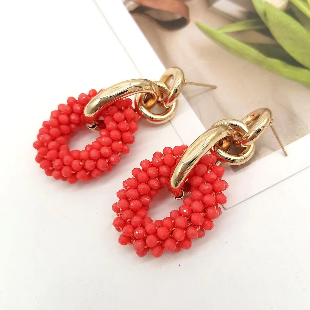 Vintage Boho Beaded Hoop Earrings