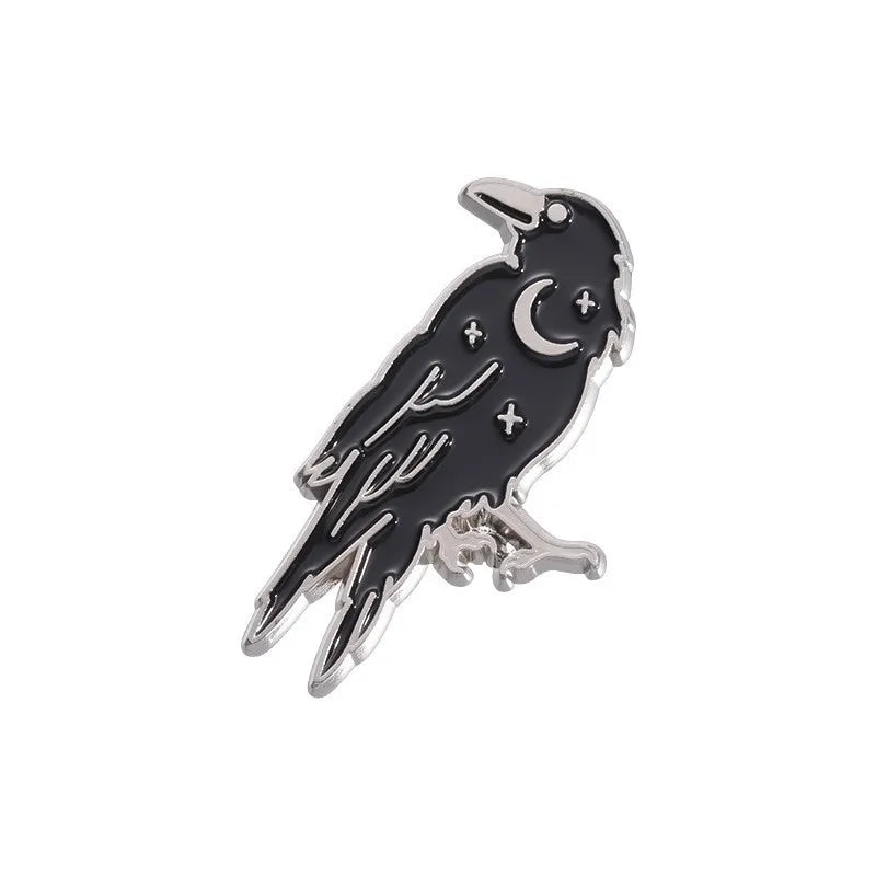 Mystic Crow Enamel Pin – Tarot & Magic Ball Design