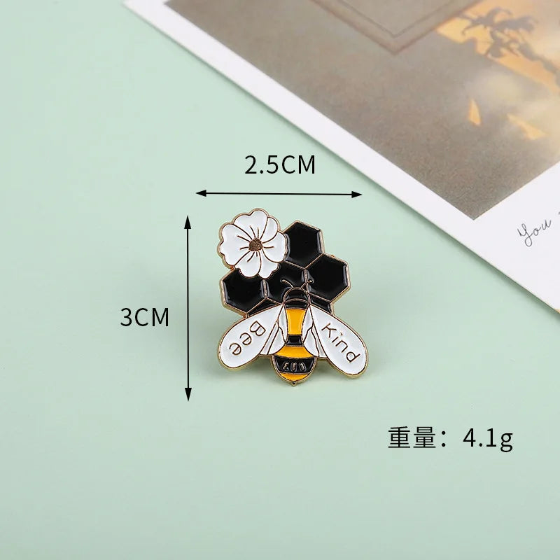 Cute Bee & Honey Pot Brooch – Cartoon Alloy Pin Badge
