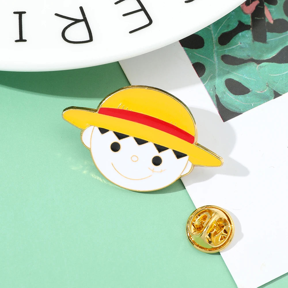 One Piece Enamel Brooch – Monkey D. Luffy Skull Lapel Pin for Bags & Jackets