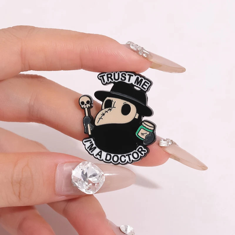 Plague Doctor Enamel Pin – Gothic Punk Brooch