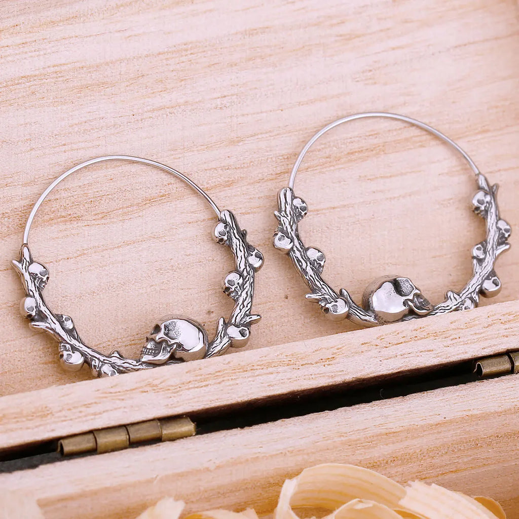 Gothic Skull Hoop Earrings – Vintage Punk Stainless Steel Hip Hop Jewelry Gift