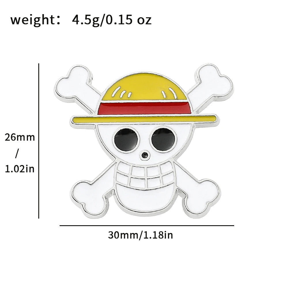 One Piece Enamel Brooch – Monkey D. Luffy Skull Lapel Pin for Bags & Jackets