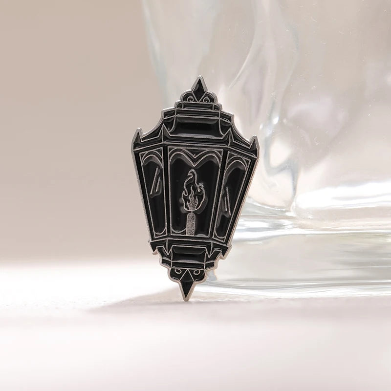Black Lantern Pin – Gothic Enamel Brooch for Halloween & Everyday Style