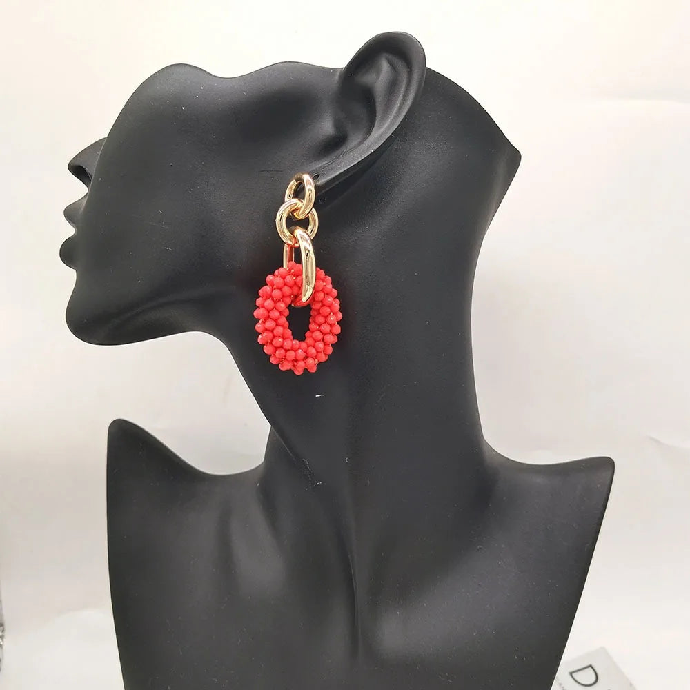 Vintage Boho Beaded Hoop Earrings