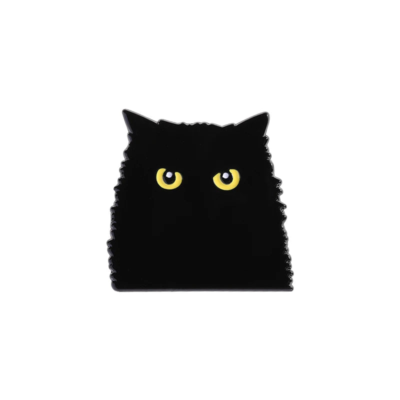 Peeking Black Cat Enamel Pin