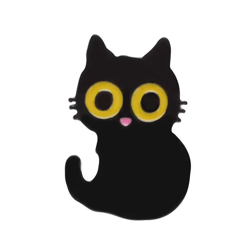 Cats in Plants Enamel Pin – Cute Black Cat Potted Plant Brooch Gift