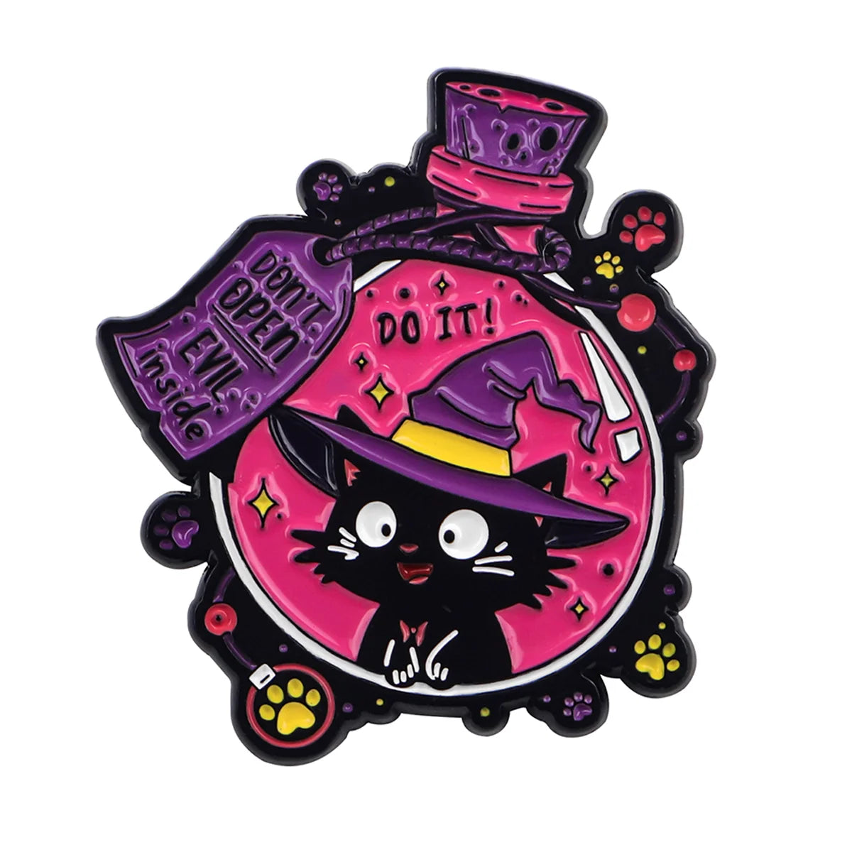 Cute Black Cat Enamel Pin – Witchy Halloween Brooch