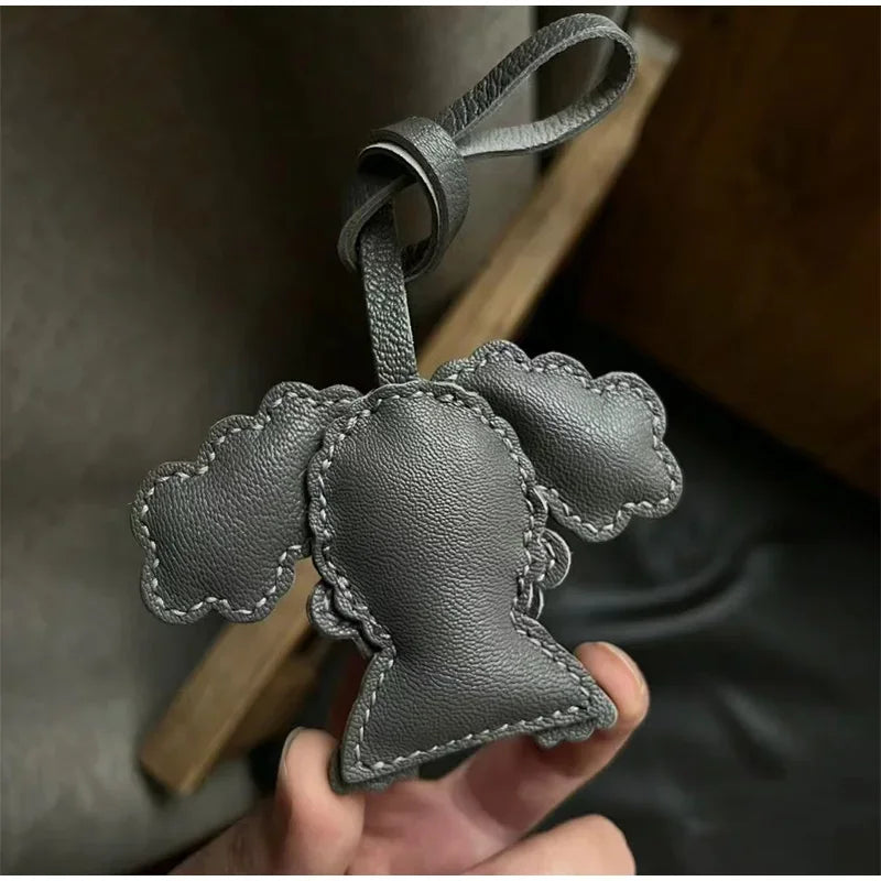 Handmade Leather Teddy Dog Bag Charm