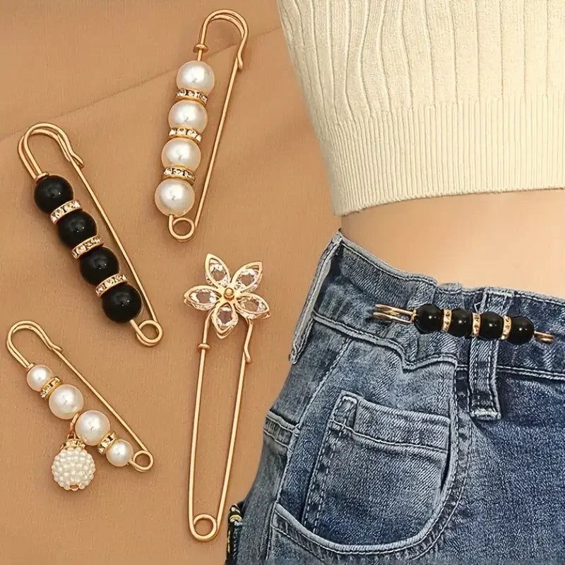 Kpop Gold Brooch Set – Fashion Safety Pins for Women