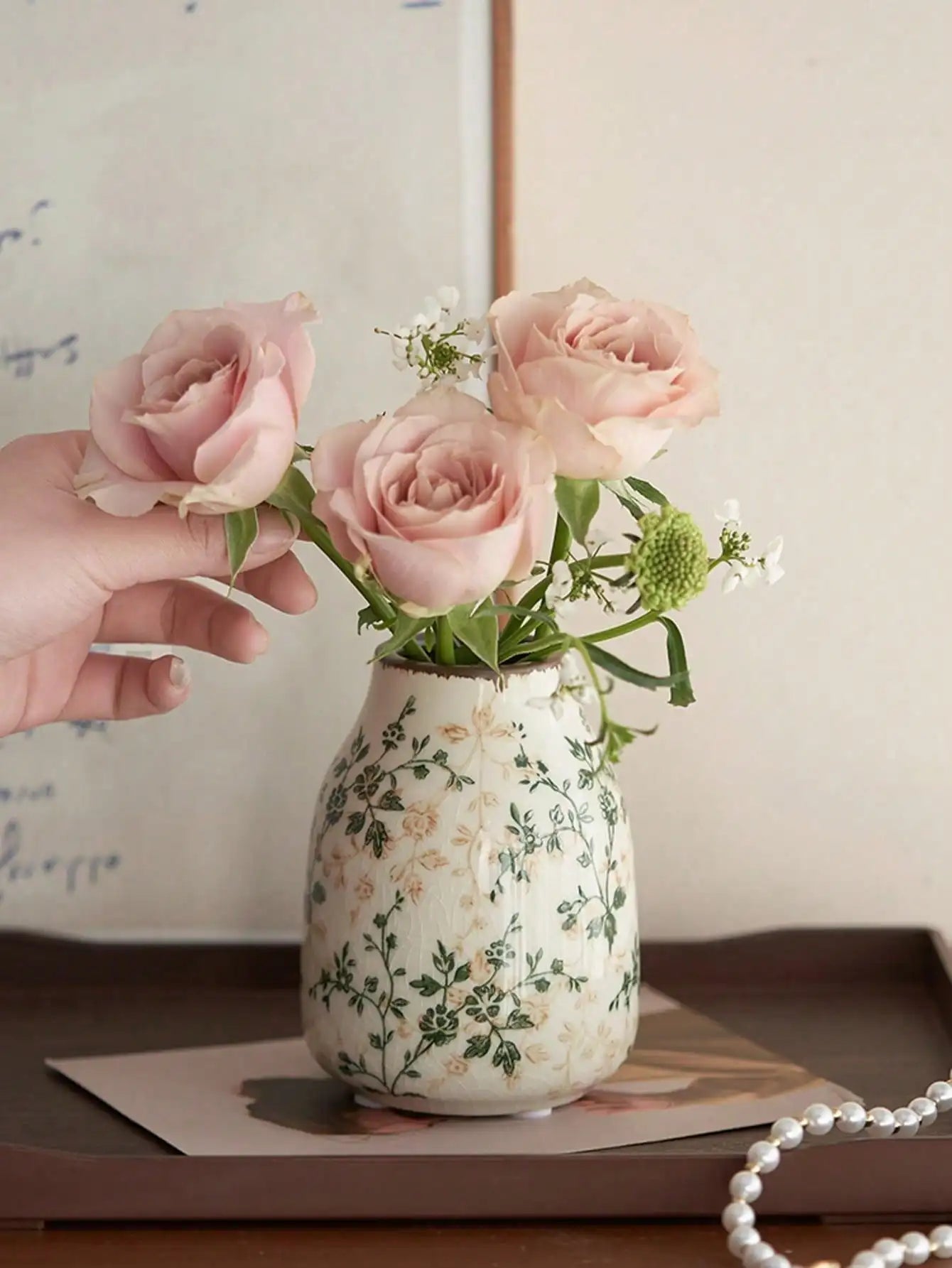 Ice Crackle Ceramic Vase – Handmade Bohemian Art Home Decoration