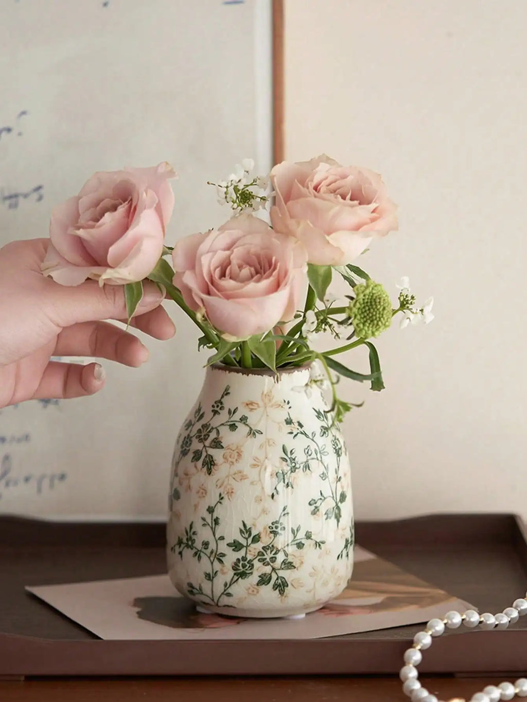 Ice Crackle Ceramic Vase – Handmade Bohemian Art Home Decoration