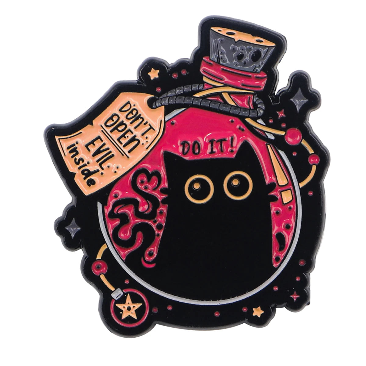 Cute Black Cat Enamel Pin – Witchy Halloween Brooch