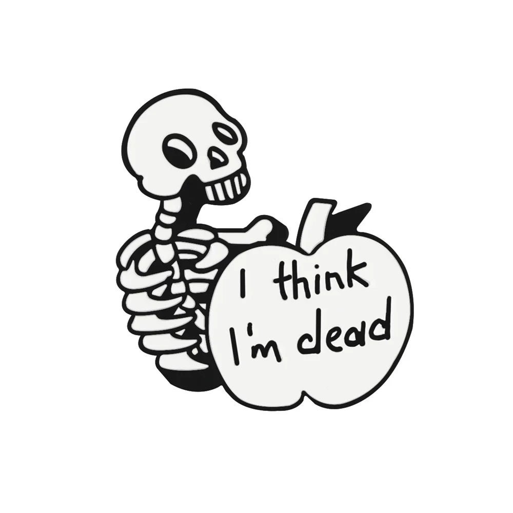 BOO! Skull Enamel Pin – Black & White Punk Horror Lapel Badge for Bags & Jackets