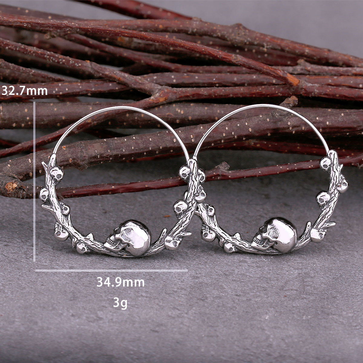 Gothic Skull Hoop Earrings – Vintage Punk Stainless Steel Hip Hop Jewelry Gift