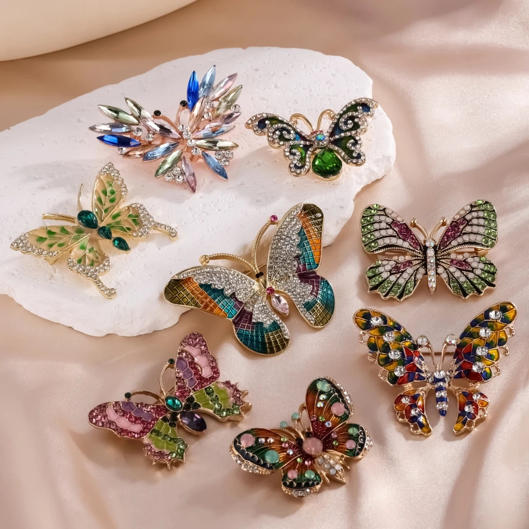 Shiny Crystal Butterfly Lapel Pin