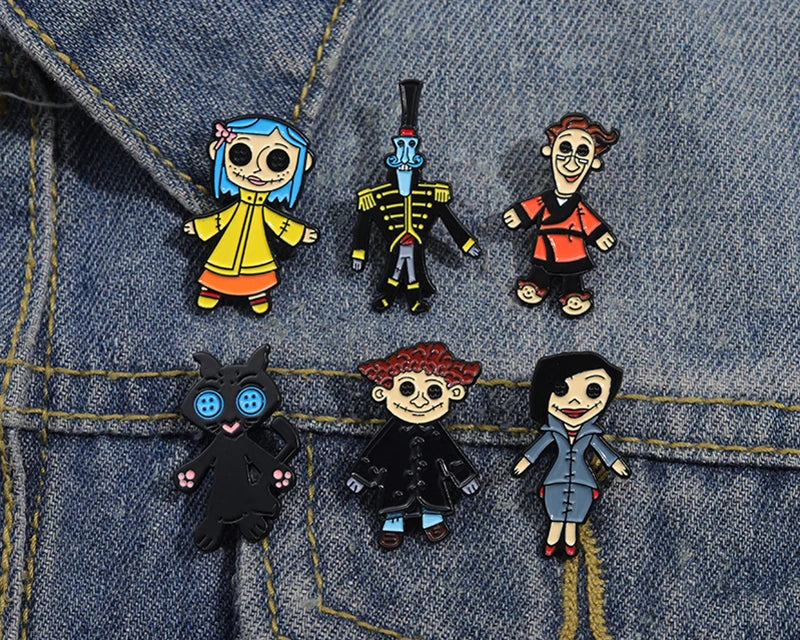 Coraline Doll Enamel Pin – Horror Punk Brooch