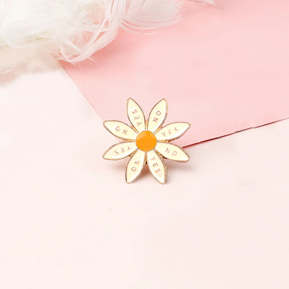Cute Cartoon Bee Picking Honey Enamel Brooch – Sunflower & Daisy Pins for Women, Kids & Couples