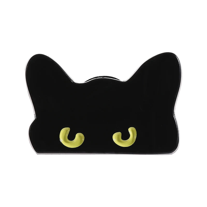 Peeking Black Cat Enamel Pin