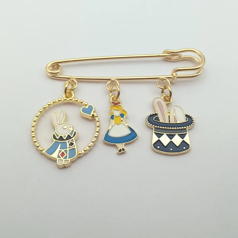 Alice Rabbit Enamel Brooch – Cute Cartoon Pin for Bags, Hats & Clothes