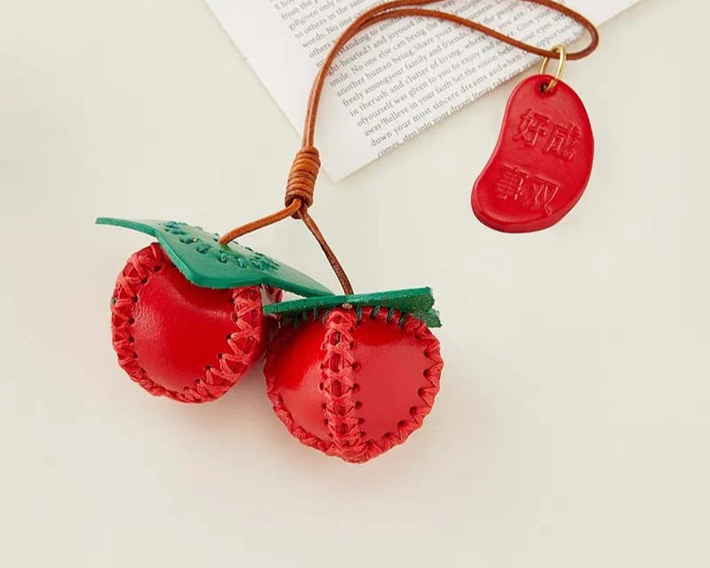 Persimmon Leather Bag Charm – Elegant Fashion Accent