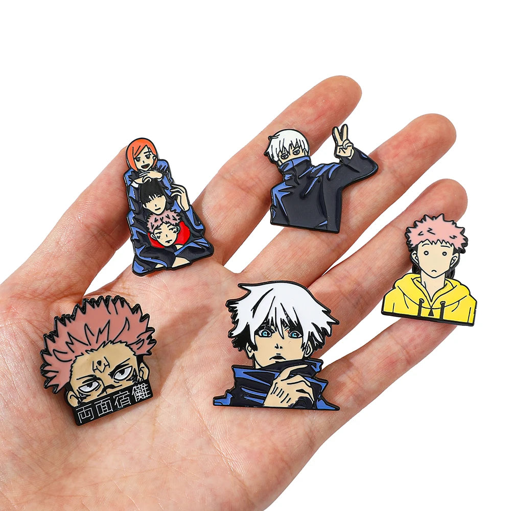 Itadori Yuji Enamel Pin Set – 5pcs Funny Anime Brooch Collection