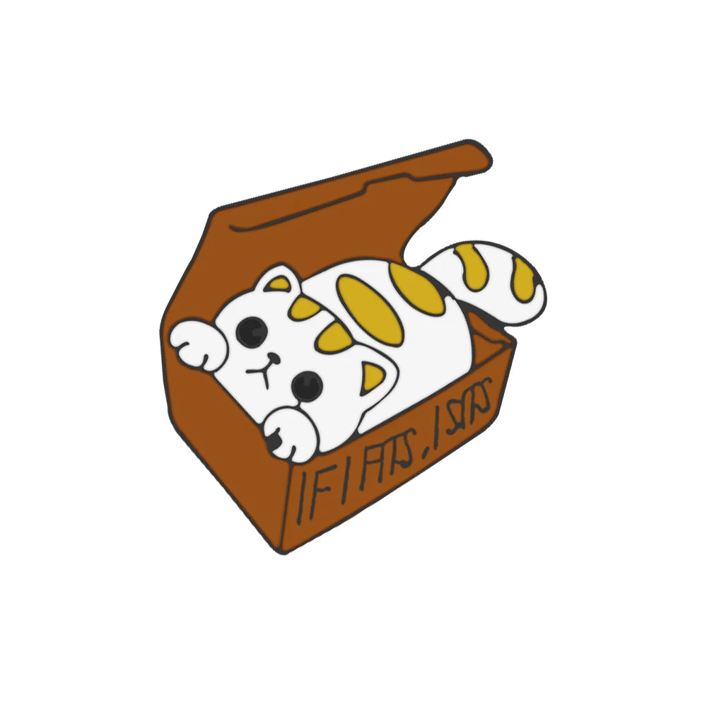 Cute Black & White Cat Enamel Pin – Funny Kitty Brooch